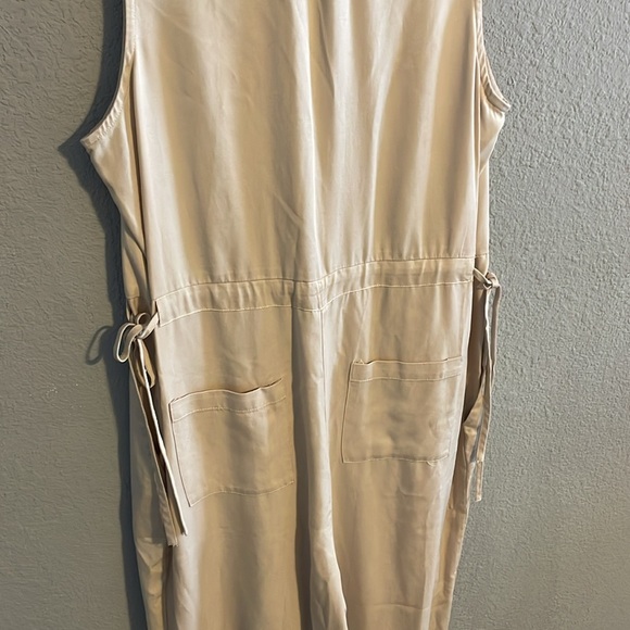 Marine Layer Katy Jumpsuit Womens M Cream Tan Wide Leg Minimalist Beach Boho - Picture 8 of 16